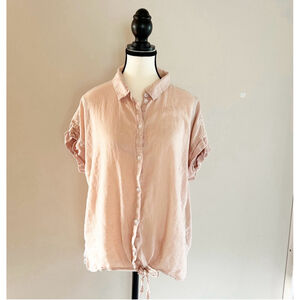 Petal Pink Jachs Girlfriend New York Button Down Shirt Size XXL Linen Blend